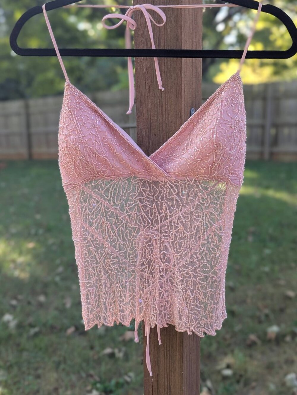 Y2K Beaded Open-Back Top